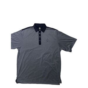 Footjoy Mens XL Blue Performance Tech Stretch Golf Polo Shirt‎ With 1915 Logo